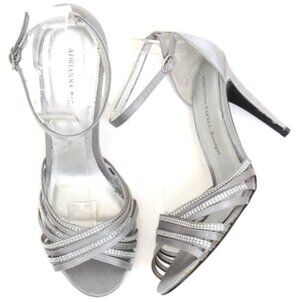 Adrianna Papell Elena Jeweled Silver Stiletto Heels Wedding Bridal Formal Sz 9.5